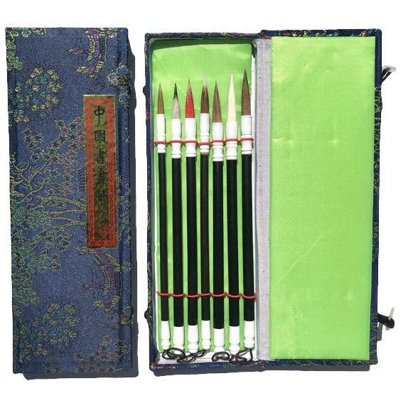 Chinese Blue Calligraphy Brush Set